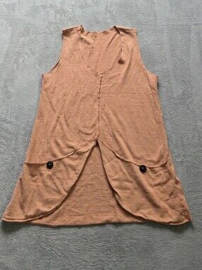 Earth Creations Women's V-Neck Overlay Tank Top in Peach Color. EUC Size M